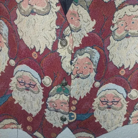 Vintage Tapestry Christmas Santa Backroad Blues Vest Size X Large Womens Holiday - Picture 4 of 6